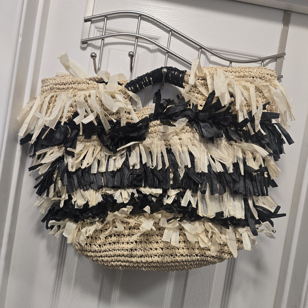 Bay Sky Paper Black and Cream Women's Bag